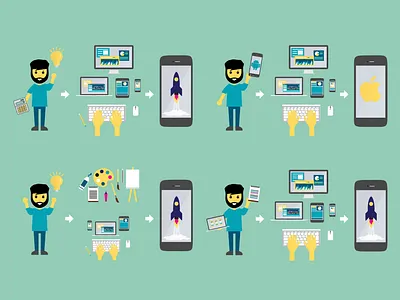 Illustrations for a service offered by a software engineer aplic application application design design graphic design illustration ui web