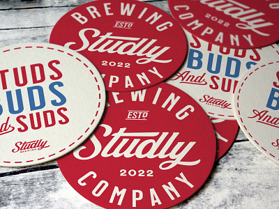 Studly Brewing Coasters branding branding and identity graphic design logo design typography vector