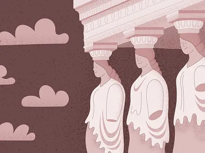 Caryatids design grain illustration noise vector