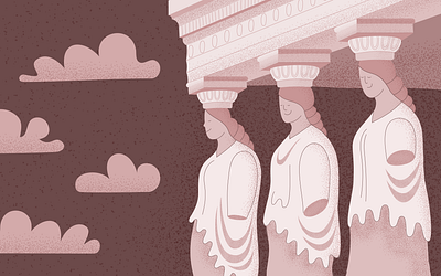 Caryatids design grain illustration noise vector