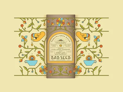 Bad Seed Coffee Packaging 70s art nouveau coffee flower groovy label packaging psychedelic vine