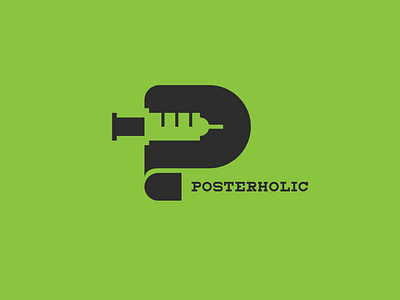 Posterholic logo addict branding design graphic design icon illustration lettermark logo logodesign poster syringe typography vector