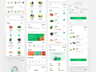 Bun Grocery App app app design design ecommerce fruits grocery home screen oline shopping ui uikits ux vegetables
