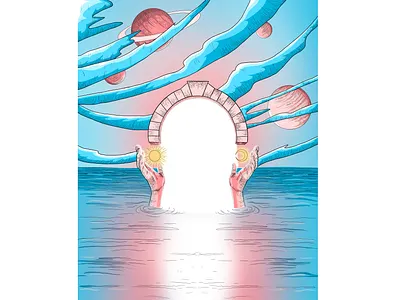 Reunited art artis digitalillustration drawing fantasy illustration moon procreate reunited sun