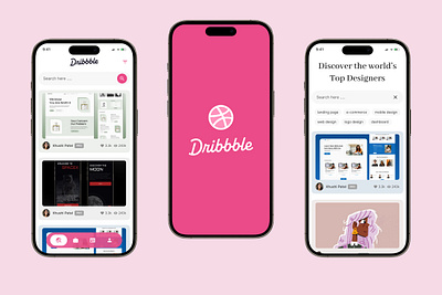 Dribbble App app branding design dribbble figma interactive design layout mobile design ui ux