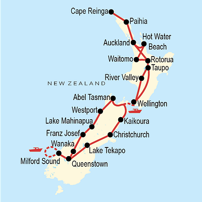 Itinerary Map New Zealand custom map itinerary map new zealand travel map