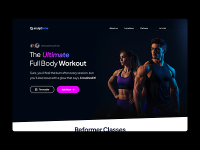 SculptZone • landing page body branding design fitness graphic design gym hero illustration muscles pilates ui ux vector website workout yoga