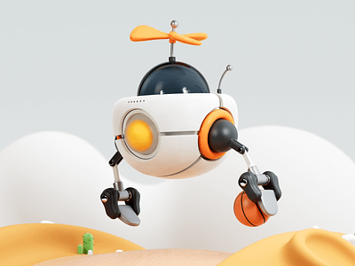 Cute Planet #007 – 🤖+🏀 Basketbot 3d 3d illustration animated animation basketball basketbot c4d character character design cinema 4d cute cute 3d cute 3d character cute planet drone planet redshift render robot robot drone