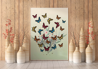 Butterfly wall art design apparel design artist creative digital art expert designer graphic design graphic designer illustration illustrator logo merchandise design modern design photoshop professional t shirt design tshirt unique design wall art wall decor wall paint