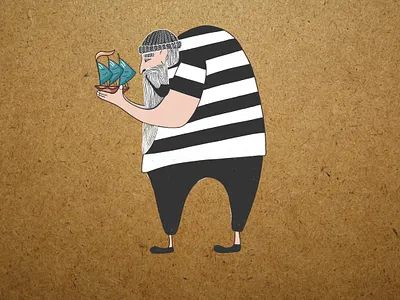 Old Sailor artwork canvas print canvas wall art cartoon character design doodle illustration memory minimal pipe sailor simple vector