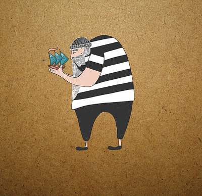 Old Sailor artwork canvas print canvas wall art cartoon character design doodle illustration memory minimal pipe sailor simple vector