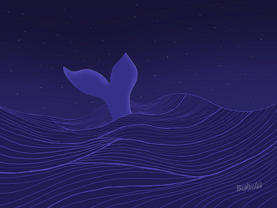 Blue ocean blue whale graphic design illustration