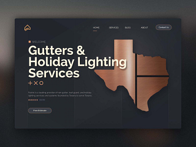 Central Texas Rain Gutters Website branding christmas lighting construction dark theme hero banner hero section home home improvement rain gutters ui webdesign webpage website