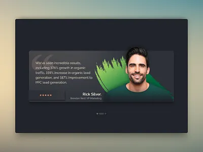 Customer Testimonial Section agency website case study customer dark theme landing page review success story testimonial we web design webdesign webpage
