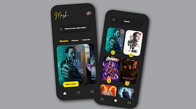Movie booking app - Mash app black booking dark design mash movie simple ticket ui ux