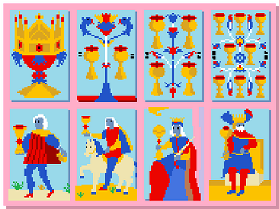 Copas de Marseilles cups pixelart tarot