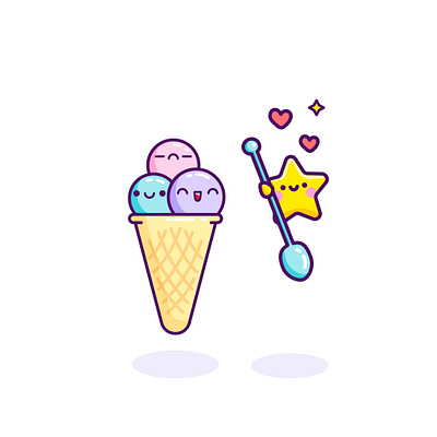 Competitor cartoon cartoon character cartoon illustration cold cute illustration cuteart food ice cream illustration kawaii art star sweet