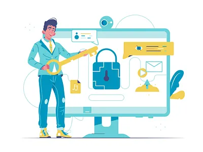 Master key background branding business cartoon design illustration logo person ui vector