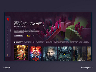Daily UI 025 • TV App 025 100daychallenge daily 25 daily ui 025 dailyui dailyuichallenge dark app dark mode dark theme dashboard iptv minimal movie app netflix smart tv squid game switch tv app tv series tv show