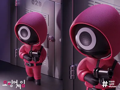 Squid Game 3d blender blenderart cartoon character fanart game gun red squid squidgame stylized