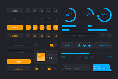 UI Kit - Dark mode adobexd affinitydesigner figma graphic design ui uidesign