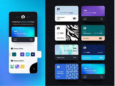 Cardy - Custom Credit Cards app app ui application bank branding card card kit clean design illustration logo minimal transfer ui ux wallet