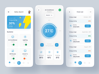 Smart Home - Mobile Apps apps design devices electric energy energy usage home home app interface mobile smart smart home ui uidesign uiux