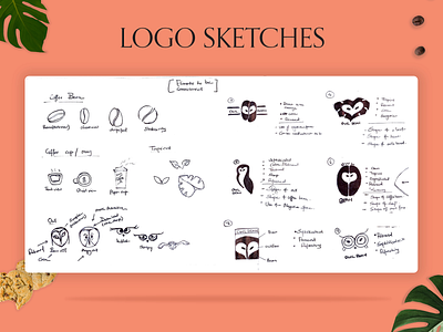 COLLEGE PROJECT : BRAND CREATION | LOGO SKETCHES - OWL BEAN art assignment brand branding concept drawing giudelines graphic design illustration illustrator logo minimal photoshop product design sketch typography ui vector art web web design