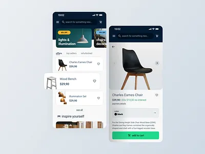 Furniture App design interface mobile ui ux