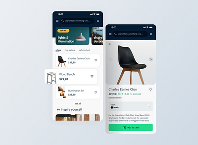 Furniture App design interface mobile ui ux