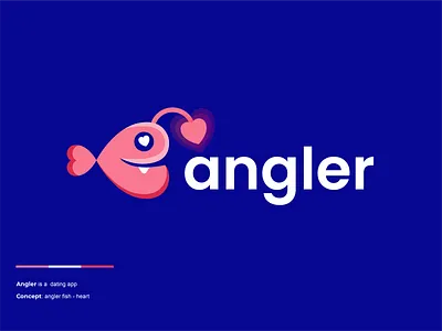 angler angler animal branding clever couple creative dating design fish heart logo love minimal simple