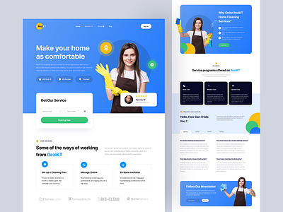 ReziKT - House Cleaning Landing Page home service house cleaning landing page user experience user interface web design website