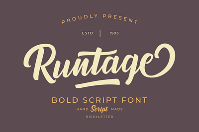 Runtage Bold Script advertisement branding classic classy elegant logo merchandise modern retro social media post typography vintage