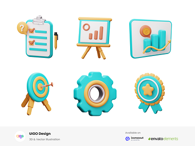 Business 3D Icon Illustration 3d 3d assets 3d icon 3d illustration 3ds agency animation b2b business chart check checklist illustration illustrations marketing pie settings startups statistics target