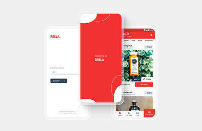 MELA (E-commerce Mobile Application) app design branding design e commerce ecommerce figma login page mela minimal mobile mobile app ui ux