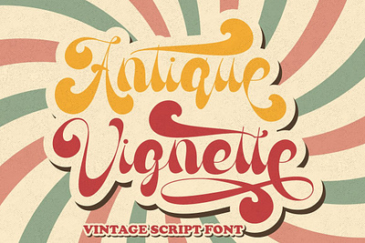 Antique Vignette - Quirky Vintage Script Font 60s font 70s font 80s font aesthetic font apparel font bold font classic font clothing font display font funk font funky font hipster font lettering font logotype font pop font poster font retro font retro script script font vintage font