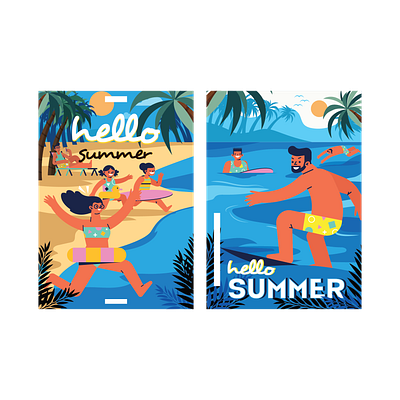 summer vacation poster beach vector design good vibes