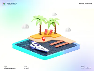 Boat Rental - 3D Model 3d airbnb banner boat rent booking building design graphic design interface isomatric makent boat minimal model poster rental ship trioangle trioangle technologies ui ux