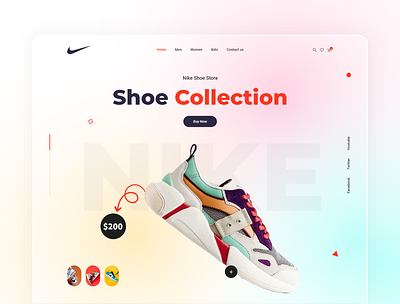 Nike Shoe Landing page adidas clean design cloting brand converse dribbble best shot ecommerce footwear header design header exploration homepage landing page design minimal nike popular shoe shoe store sneakers uiux web design website design