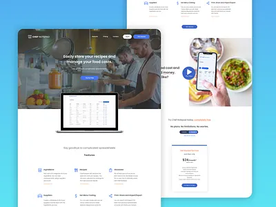 Chef Notepad Website branding business chef design header ingredient logo recipe saas ui ux web design website