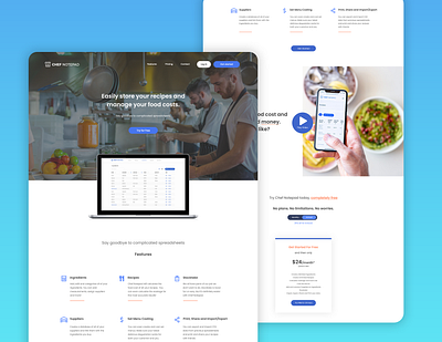 Chef Notepad Website branding business chef design header ingredient logo recipe saas ui ux web design website