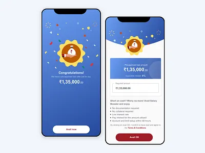 Congratulations for pre approved loan app branding design illustration interaction design mobile app design uiux user experience design user interface