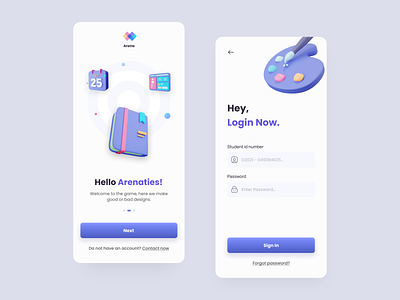 Arena Login concept app design design ui