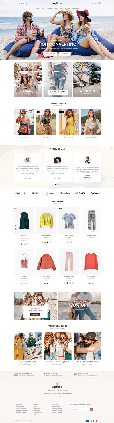 Optimal Multipurpose Shopify Theme branding clean clothing fashion multipurpose shopify theme