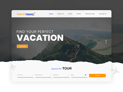 Travel Web Layout Concept creative landingpage layout modern photoshop travel travel web travelwebdesign ui uiux ussllc web layout design webdesign website