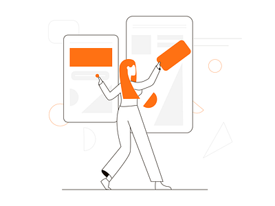 Dream big build fast art flat flatillustration girl illustration line lineart orange product design productdesign ui ux uxui women
