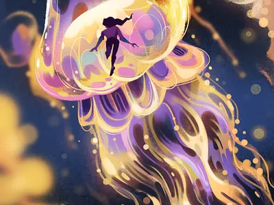 Jellyfish art girl illustration