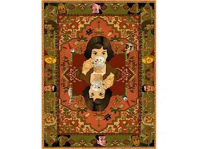 Amelie in carpet carpet design fanart illustration