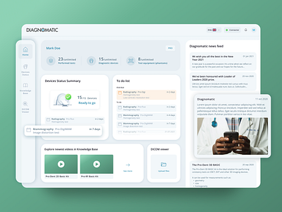 DIAGNOMATIC Web App dashboard diagnostic green health health industry healthcare quality assurance quality checks science teal tile grid ui uxui