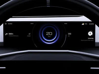 Modern EV HMI – Car Cluster animation auto auto dashboard auto modes automotive car car cluster car dashboard car hmi cluster electric car electric vehicle ev hmi modern hmi product design vehicle vehicle dashboard